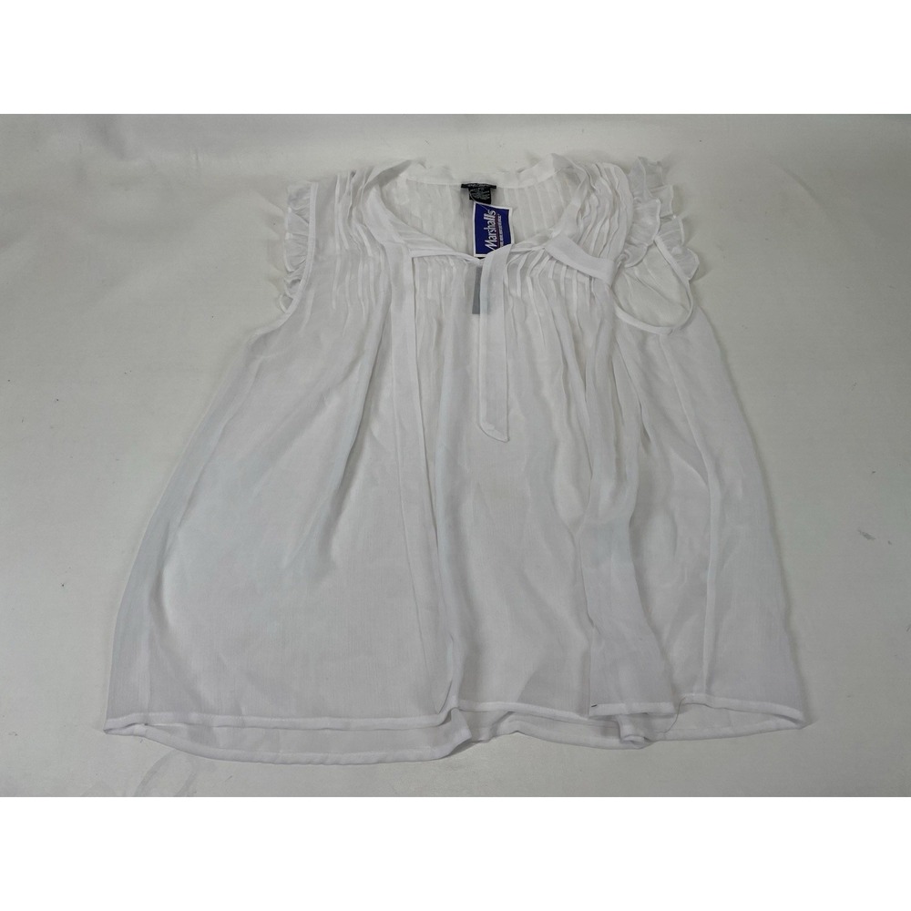 Bob Mackie Studio Sheer Blouse Womens Size XL White NWT‎